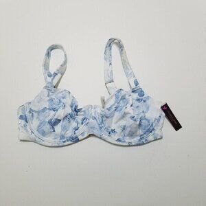 Floral Blue and White Women's Swim Top